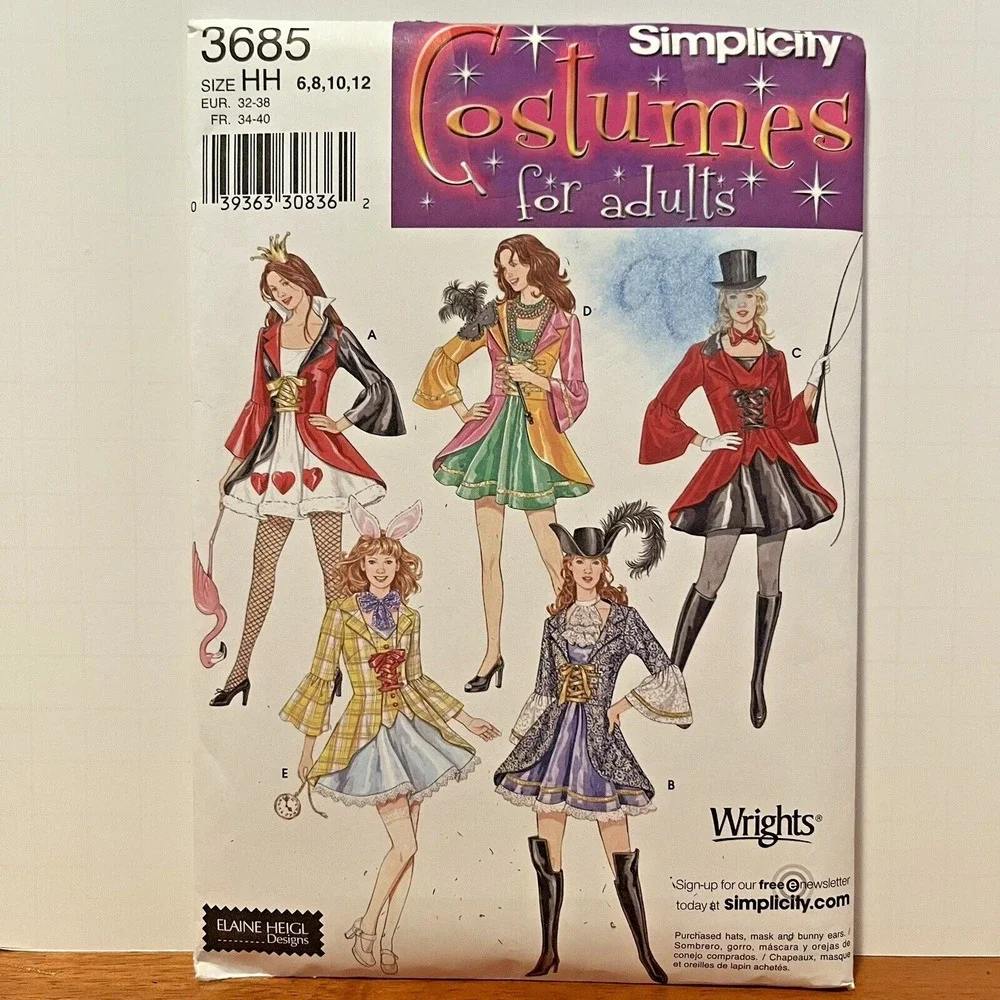 Simplicity 3685 Costume Pattern Ring Master Queen of Hearts Sz RR 14-20 Uncut